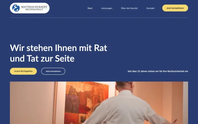 Startseite der Kanzlei Eickhoff. Website erstellt von sorum (Rechtsanwaltskanzlei)